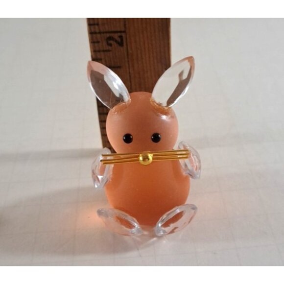 Crystal Bunny Rabbit Figure Miniature Pink Gold Whiskers Bohemia Sklarny - Picture 6 of 6